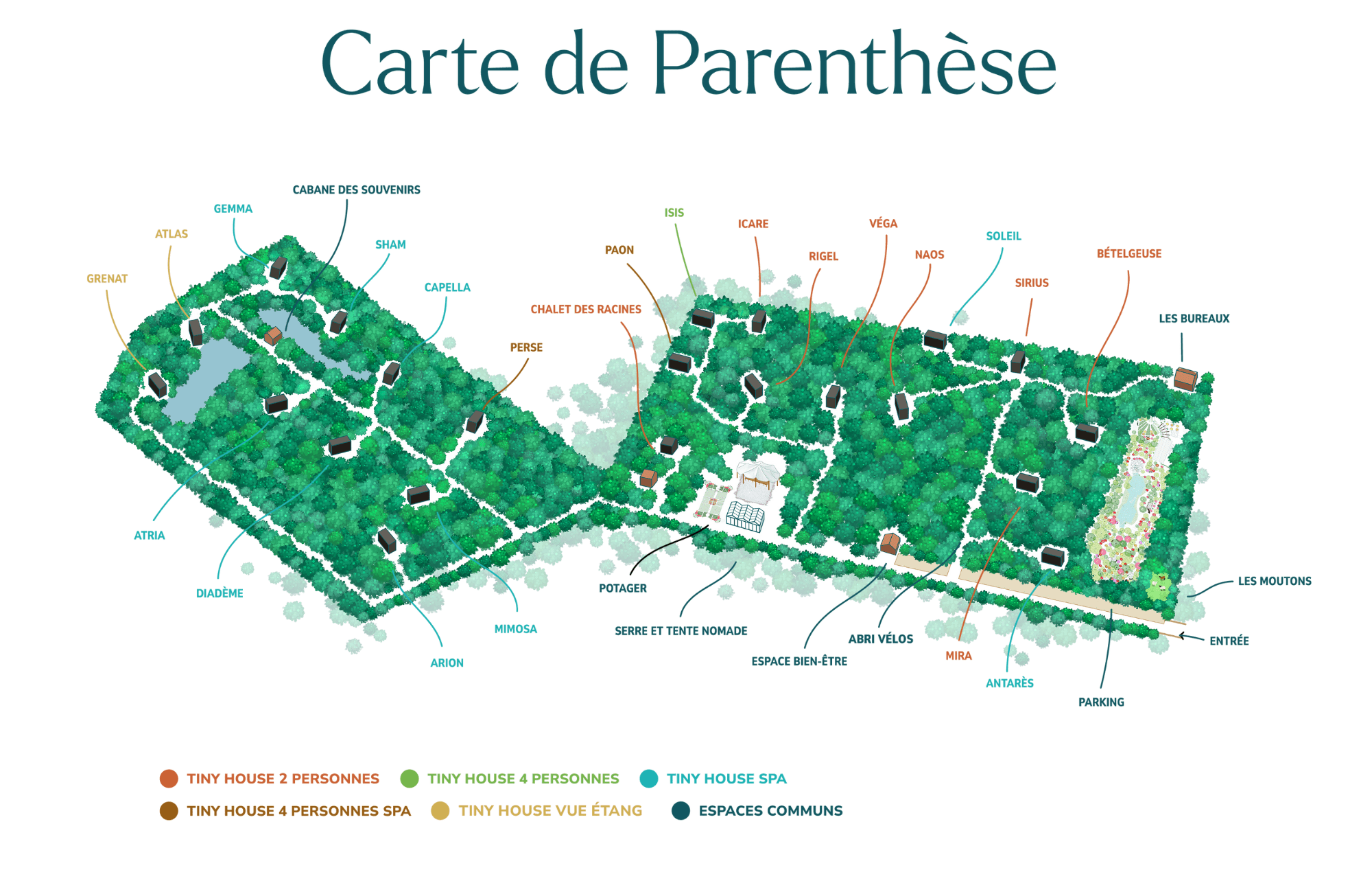 Plan du site, parenthèse location tiny house forêt d’Orléans